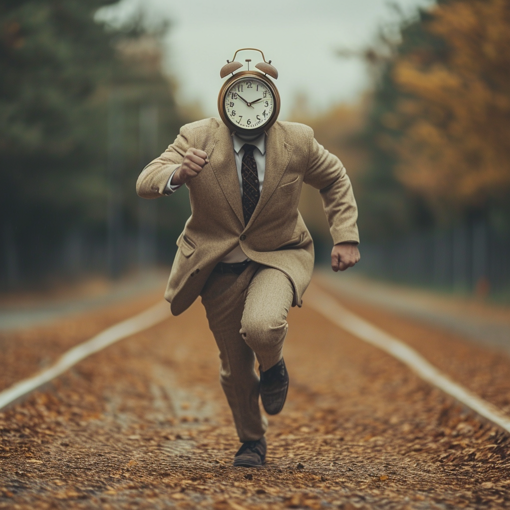 Ohmyadas Man With A Clock Instead Of Face Running Very Fast On 25b39a77 5fdc 4e41 A50b 9b5f270eda28