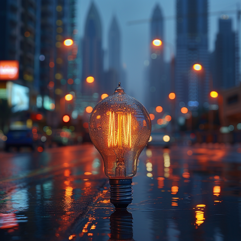 Ideaspice A Light Bulb In The Middle Of Dubai Road Getting Wet 676da754 5f9c 439a 95de 6a46be37d7fb